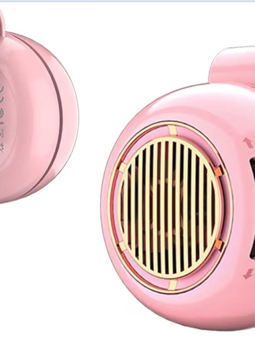 Compact Pink Portable Fan with Gold Grille